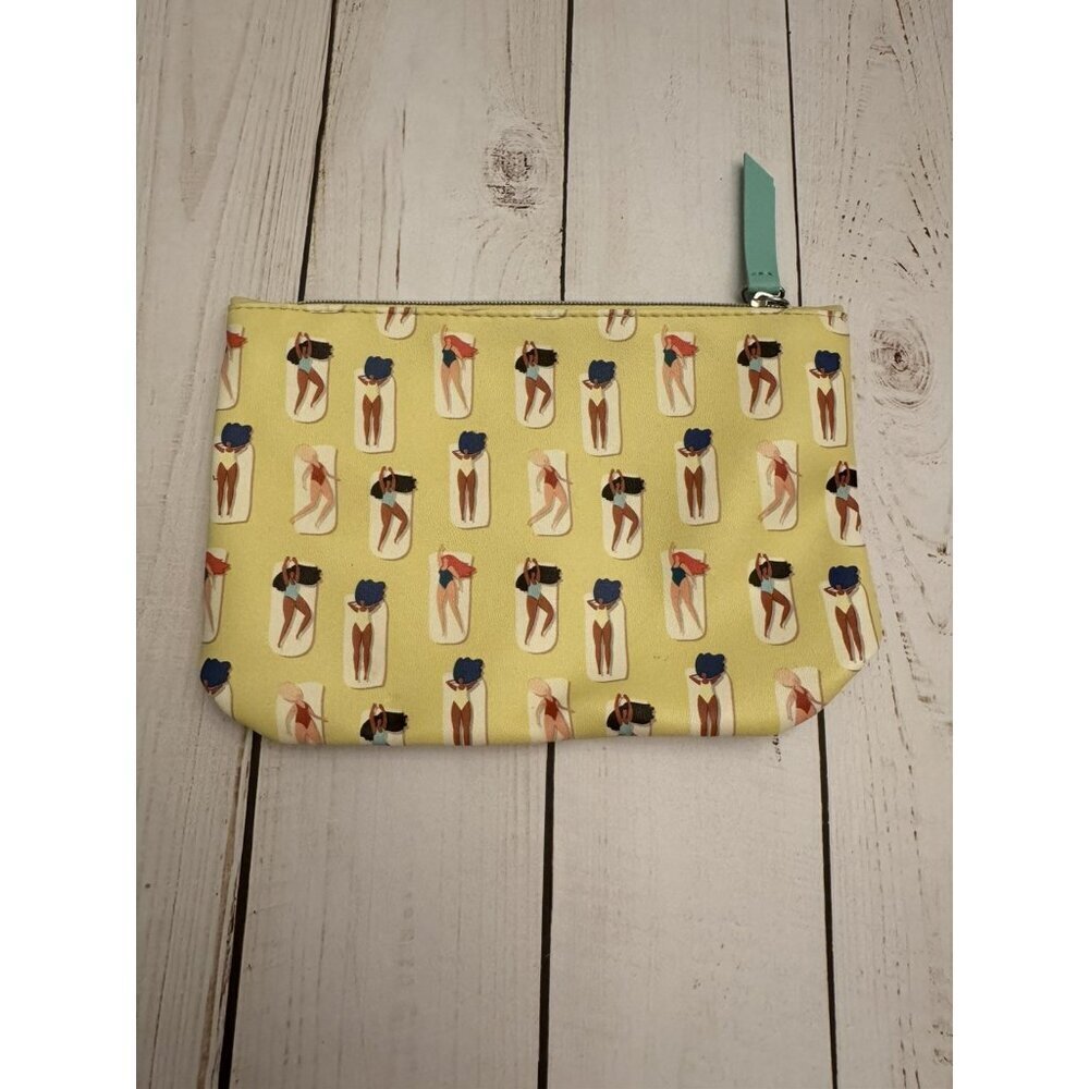Ipsy Yellow Cosmetic Glam Make-Up Bag With Bathing Ladies (Bag Only) 7.5” x 5.5”